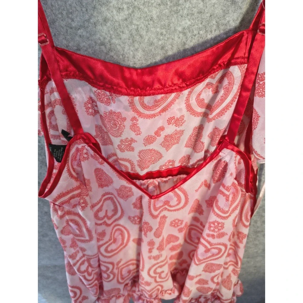 Vintage Madison Studio Intimates 2 Piece Lingerie Size XL Ruffles Hearts Satin